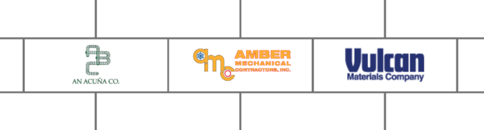 Logos of ABC An Acuña Co., Amber Mechanical Contractors Inc., Vulcan Materials Company