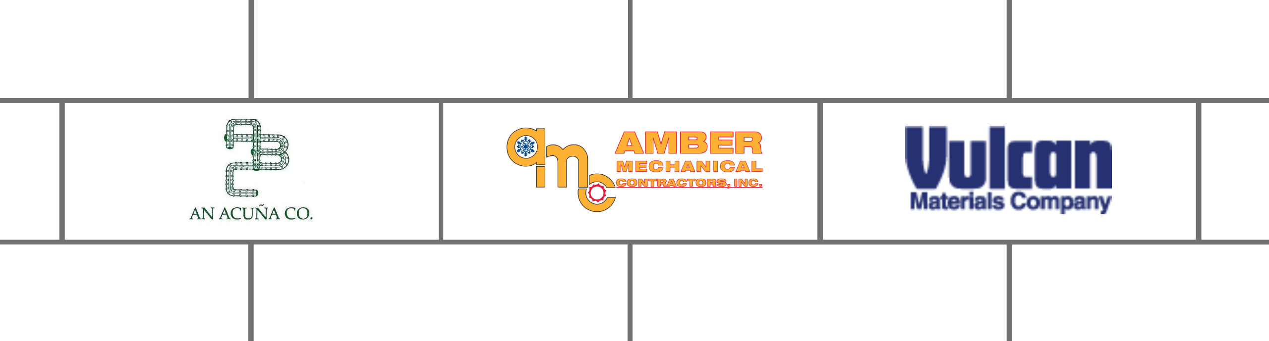 Logos of ABC An Acuña Co., Amber Mechanical Contractors Inc., Vulcan Materials Company