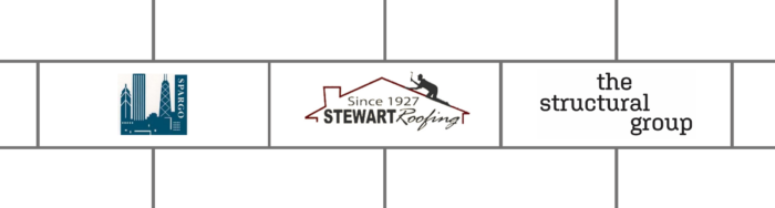 Logos for Spargo, Stewart Roofing, and the Structural Group