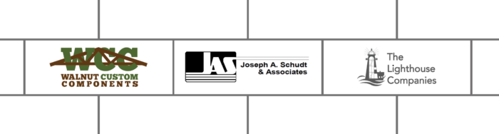 Logos of Walnut Custom Components, Joseph A. Schudt & Associates, The Lighthouse Companies